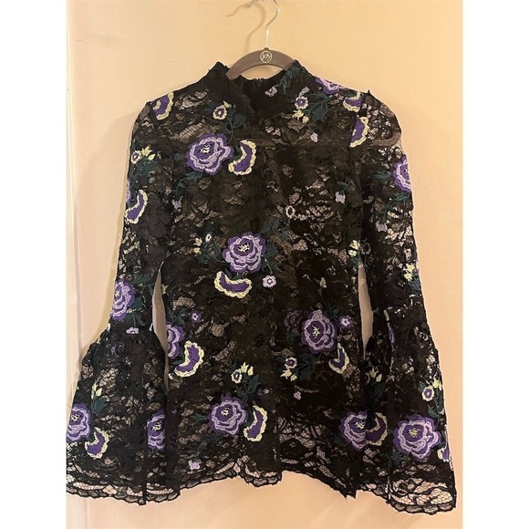 Closet London Tops - Closet London Women's Floral Lace High Neck Blouse Top Size 6 Steampunk Romantic